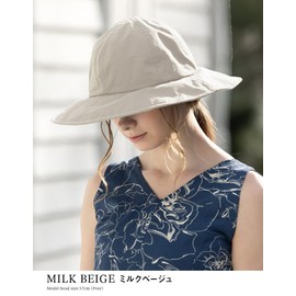 [Ｌｏｏ＆ｃ] ルーアンドシー 帽子 レディース つば広 ハット ネックガード付き 大きいサイズ アクティブ ベルハット 遮光100％ 紫外線対策 uvカット あご紐付き オールシーズン サファリハット サイズ調整可能【L(58-61cm)-ミルクベージュ】