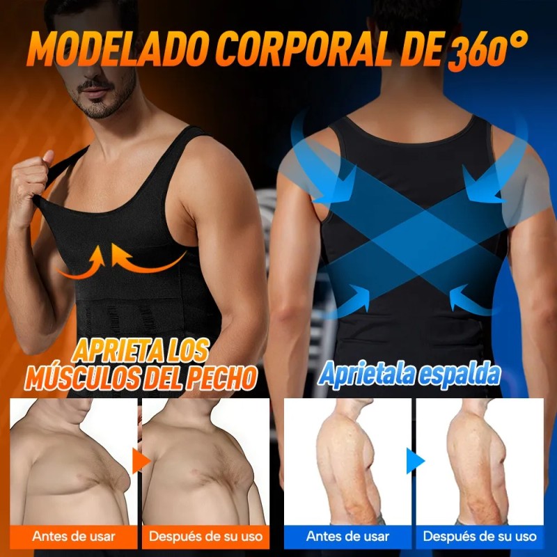 Camiseta 2pzs Para Corregir Postura Hombre Fajas Cinturillas -}