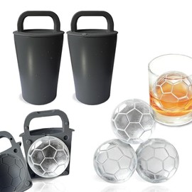 Molde de Hielo de Fútbol Transparente 2.5", Bandeja Redonda de Silicona y Acero Inoxidable, Hielo...