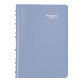 Blueline Essential Academic Weekly/Monthly Planner, 13 Months, July 2023 to July 2024, Twin-Wire Binding, Soft Vicuana Cover, 8" x 5", Cloud Blue, Bilingual (CA101F.02-24)