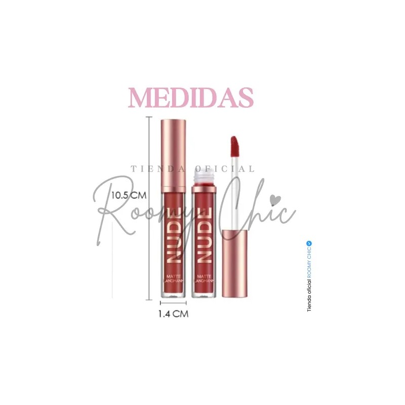Set De 6 Labiales Tonos Matte Nude Larga Duración Waterproof
