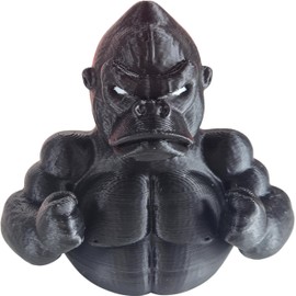 Mighty Gorilla Duck Figurine - Collectible Black Rubber Duck - Muscle Ape Duck for Cruise Ducks Hiding, 4x4 Dashboard, Desk Decor - Novelty Duck Gift for Home, Office, Car - 3D Printed in Canada