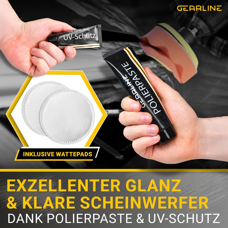 GEARLINE® Scheinwerfer Aufbereitung Set [24 Teile] - Polierset für matte