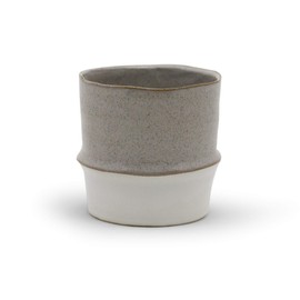 WGV Ceramic Vase, Width 5", Height 4.8", Two Tone Speckled Pot, Rough White with Shiny Pale Stone Planter Cylinder for Wedding Event Office Home Decor, 1 Piece