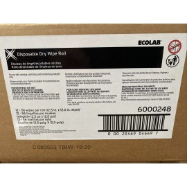 Ecolab 6000246  + 6000248 disposable dry Wipe System 12 rolls + 6 canisters