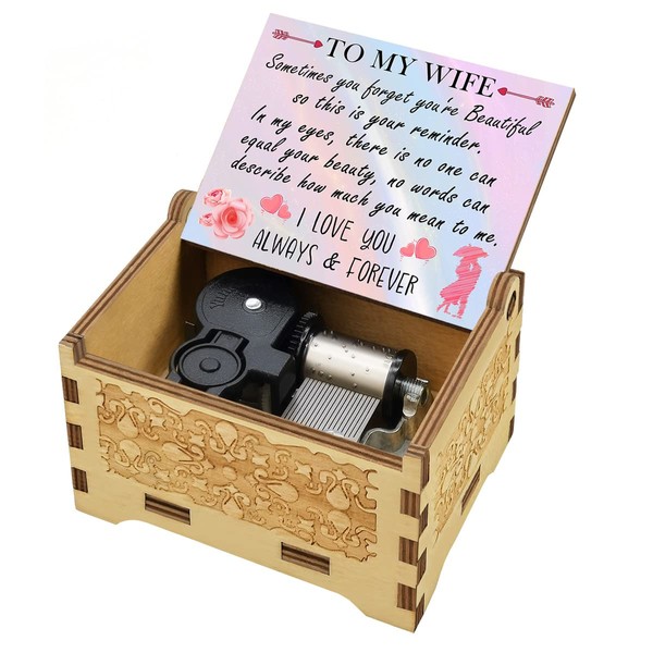 Gifts for Wife from Husband, Wooden Music Box, Anniversary/Birthday/Mothers Day/Valentines