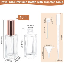 Beomeen 10ML Perfume Travel Refillable Spray Bottles 5Pcs Set, Mini Clear Glass Perfume Bottle Empty, Portable Cologne Dispenser Atomizer Sprayer, Square Shaped Travel Size Refill Bottles Kit