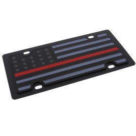 Eurosport Daytona American Flag License Plate with Red Line (Carbon Black)
