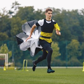 TRIWONDER Resistance Parachute, Resistance Parachute, Speed Training, Track and Field Soccer, Futsal, Training Tool, Fitness, Strength Training, Explosion, Power Practice Umbrella (Black, 56.9 inches (142 cm))