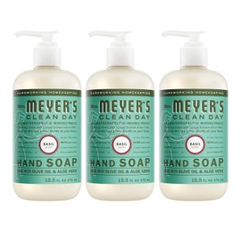 Mrs. Meyerâ€™s Clean Day Liquid Hand Soap, Basil Scent, 12.5 Fluid Ounces, Pack of 3