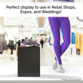 Marketing Holders Black Pedestal Stand Tall Box 12" x 12" x 16" Art Exhibit Flower Arrangement Display Plant Stand Cube Retail Riser Collectible Cover 5 Sided No Lid