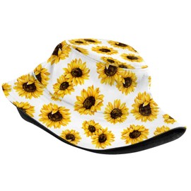 Bucket Hat Sun Beach Packable Fisherman Cap for Women Men Summer Outdoor Hiking, Sunflower Pretty Cute, One Size