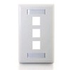 C2G 03412 3-Port Keystone Single Gang Wall Plate, White