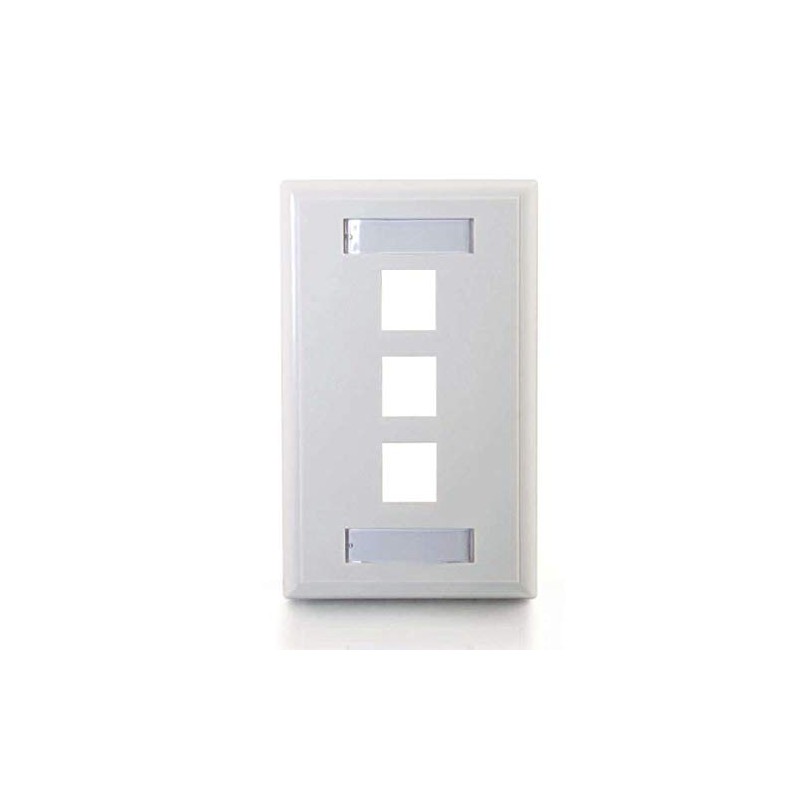 C2G 03412 3-Port Keystone Single Gang Wall Plate, White