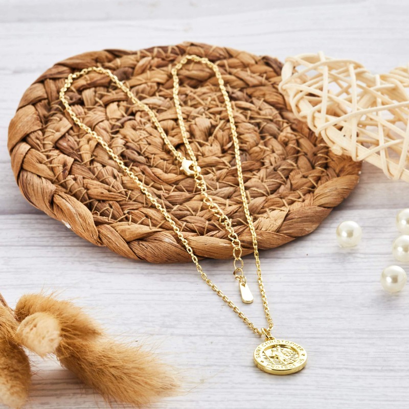 Philip Jones Gold Plated St Christopher Necklace