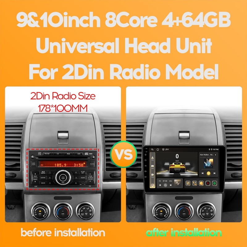 10inch 8Core 4+64GB QLED Full Touch Display Android Car Radio