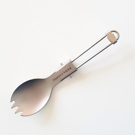 DANTE'S VIEW Titanium Folding Spork | Ultralight Titanium Cutlery for Hiking, Camping, Backpacking, Bikepacking | Durable, Compact & Portable Camping Flatware with Carry Bag