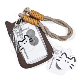 Newseego Pass Case, Commuter Holder, Cute, Women's, IC Card Case, Trading Card Case, Pushing Activity, Thin, Vertical, Includes Key Holder, Strap, Employee ID, IC Card, Commuting to Work, School, Cute