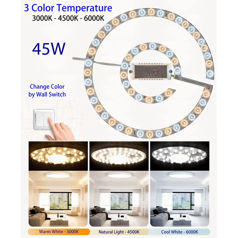 45W LED Close to Ceiling Flush Mount Fan Fandelier Retrofit
