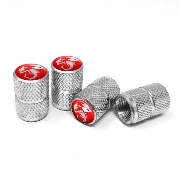 Abarth Universal Tyre Valve Caps for Car Tyres, Scorpio Red,