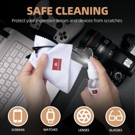 SmoTecQ Eyeglass Lens Cleaner Kit - Lens Cleaner Spray Bottle + Microfiber Cleaning Cloth (4oz Kit)