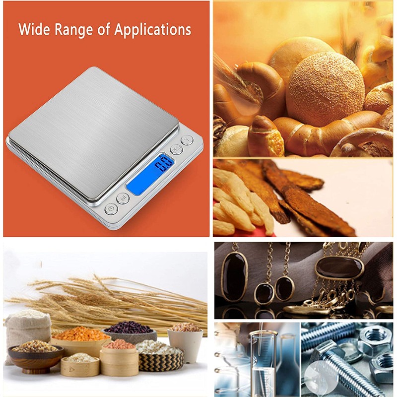 Digital Kitchen Scale Stainless Steel High Precision 500g/0.01g LCD Display