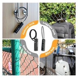 UP Security Bike Lock Cable 23.6" for Bicycle Scooter, Portable Combination Cable Lock for Luggage Suitcase Backpack Travel Safe, Combo Chain Padlock, for Refrigerator, Cabinet, Outdoor Fence, Locker