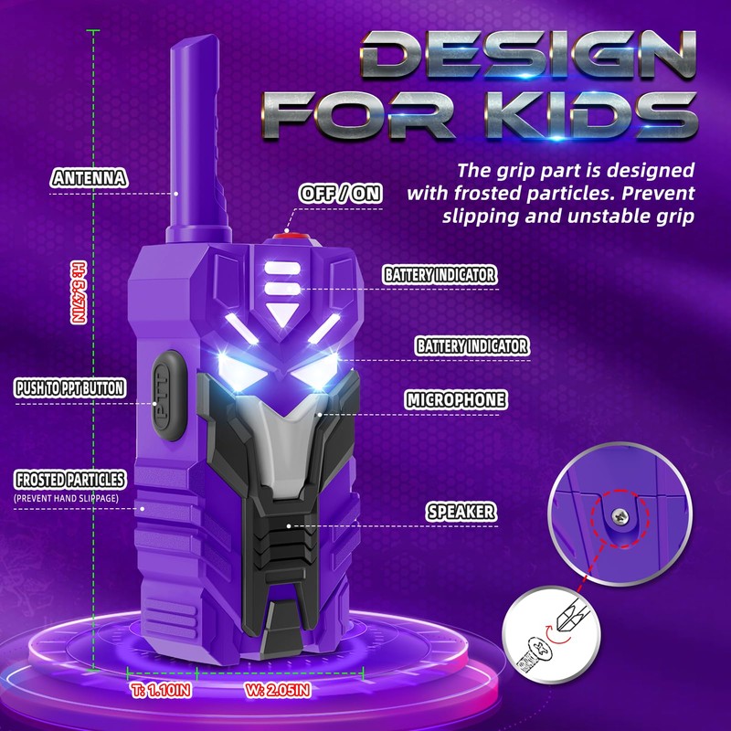 Purple Doomlord Walkie Talkies for Kids 2 Pack Transform Robot