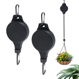 BSITSSS 2 Pcs Hanging Basket Pulley, Retractable Hanging Basket Pulley, Retractable PulleyHook, Pull Down Plant Pulleyfor Hanging Plants Baskets, Plants Grow Light
