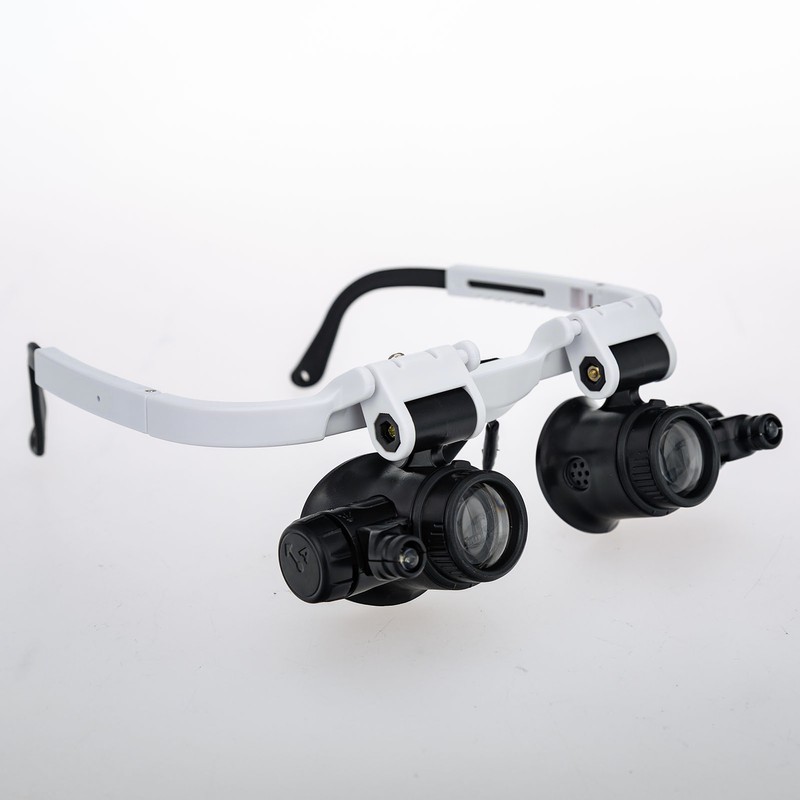 Loupe Magnifier Glasses Head Mount with LED Light Adjustable Glasses