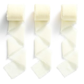 MORSUNBELA Chiffon Ribbon Cream 3.8 cm Gift Ribbon Ribbon Fabric Ribbon Decorative Ribbon for Gift Wrapping