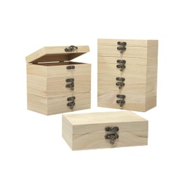 24-Pack Small Wood Box for Crafts 6"x4"x2" Unfinished Wooden Box with Lid Keepsake Box for Jewelry Storage DIY Crafts