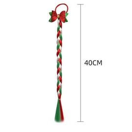 YYKITCHEN Christmas Long Braided Ponytail Extension with Hair Straight Wrap Around Red White Green Ponytail Hair Extensions Hair Tie Soft Healthy Synthetic Hair Piece for Women Girls Xmas Holiday (E)