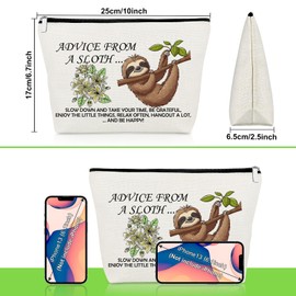 Sloth Gifts for Woman Sloth Lover Makeup Bag Inspirational Gifts for Animal Lover Best Friends Daughter Niece Sister Mom Cosmetic Bag Christmas Birthday Graduation Present Friendship Travel Pouch