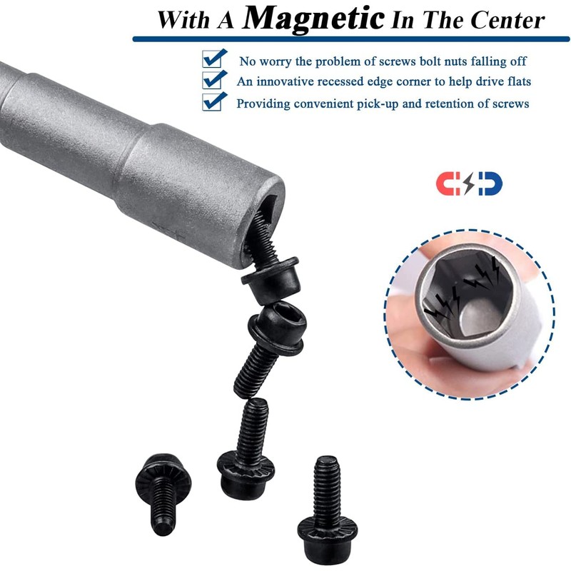 6Pcs Magnetic Power Impact Nut Driver Set,150mm 1/4 Inch Hex