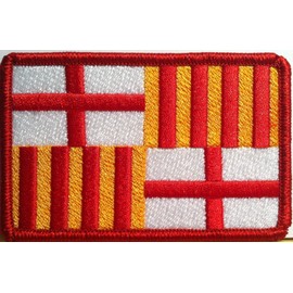 Barcelona Espana/Spain Flag Biker Embroidery Iron-on Patch Emblem Red Border