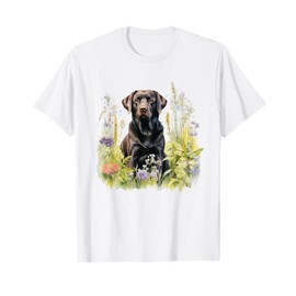 Floral Wildflower Dog Black Labrador Retriever T-Shirt