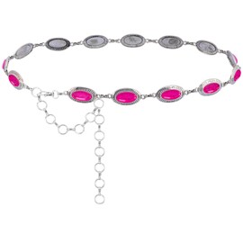 Rustic Couture's Vintage Western Turquoise Concho Belt for Women Cowgirl Adjustable Metal Country Boho Chain Belt for Dresses Jeans Country Concert Outfit RCB-1021HPK