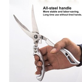 Kitchen Scissors, Kitchen Shears Heavy Duty Chicken Bone Scissors, Multi Purpose Poultry Shears, Stainless Steel Ultra Sharp Antiskid Utility Scissors with Safety Lock for Cutting Bone, Meat, Fish