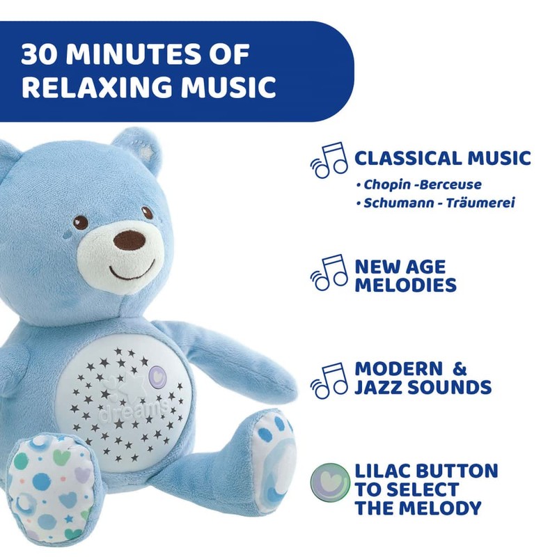 Chicco First Dreams Teddy Bear with Night Light, Blue |