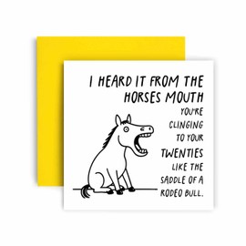 Huxters Funny Horses Mouth Rodeo 20s Birthday Card for Card for Him Men her Women - Brother Sister Friend Son Daughter Nephew 14.8cm (20s)