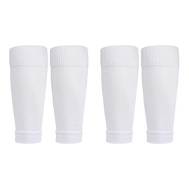 2 Pairs Compression Football Sock Sleeves Soccer Shin Guards Sleeves Pre Cut Basketball Socks White Footless Sport Socks