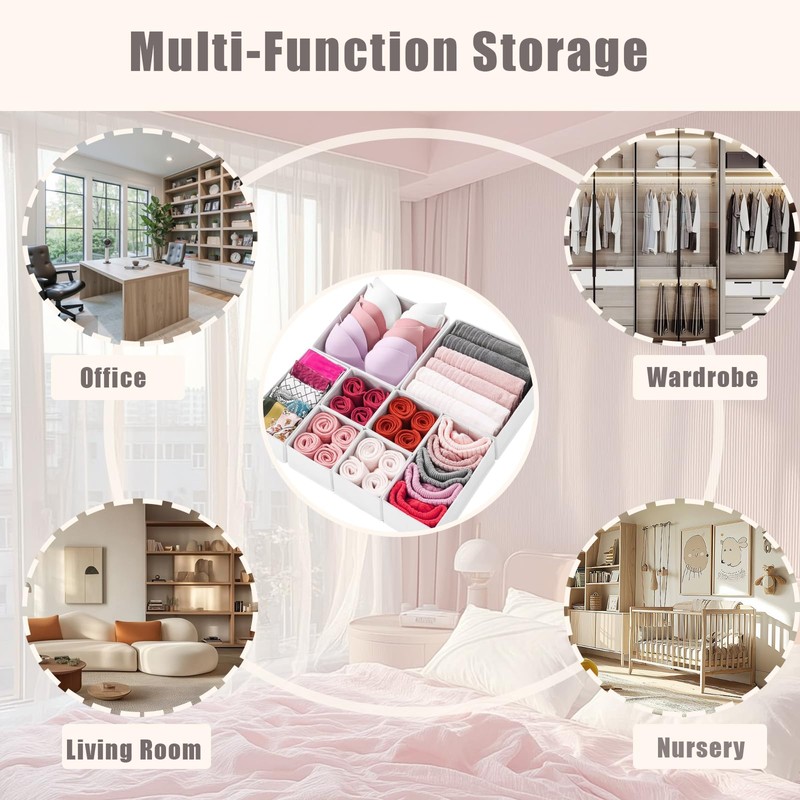 Mooisco 12 Packs Foldable Drawer Organizer Clothes, Closet Storage for