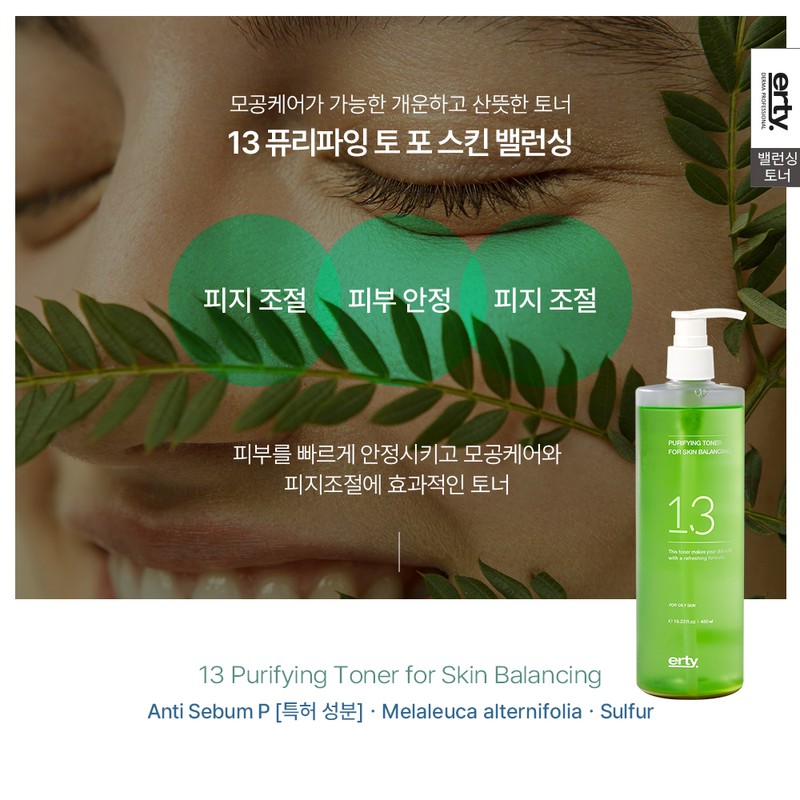 Erti 13 Purifying Toner Skin 480ml / 에르띠 13 퓨리파잉