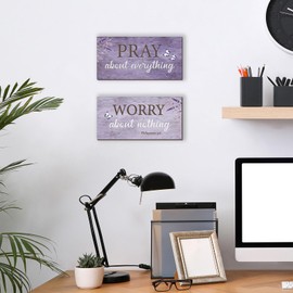 ZONWUTHY 2 Pieces Purple Bathroom Decor Bible Prayer Bathroom Accessories Christian Religious Gift Purple Room Decoration For Home Bedroom Office Church Kitchen Decor, 12 x 6 Inches