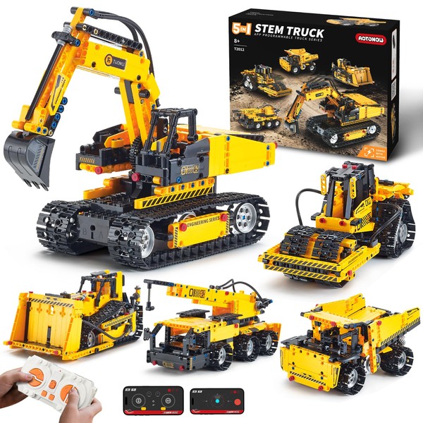 Aotonow 5-in-1 STEM RC Engineering Vehicle Building Set for Boys