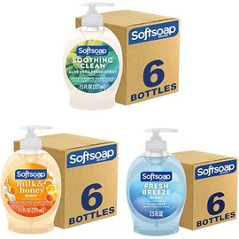 Softsoap Moisturizing Liquid Hand Soap, Soothing Clean Aloe Vera-7.5 Fl Oz & Moisturizing Liquid Hand Soap, Milk and Honey, 7.5 Fluid Ounce, Pack of 6 & Liquid Hand Soap, Fresh Breeze-7.5 Fl Oz
