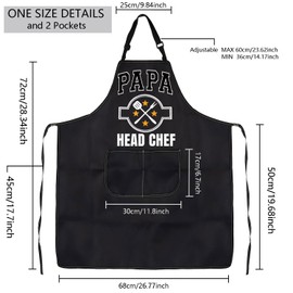 MBMSO Papa Head Chef Apron for Grandpa Apron Fathers Day Gift for Papa Chef Cooking Aprons for Men Funny Kitchen BBQ Apron, Papa Apron-b, Standard