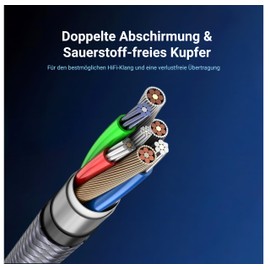 audio pirates High Performance Stereo RCA to Jack Aux Cable | 2 RCA > 1 x 3.5 mm Jack | Brilliant Sound Quality, Very Durable/Coaxial Cable, RCA Cable, Subwoofer/Amplifier/HiFi & Home Cinema (1 m)