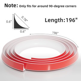 Conwang 196" Flexible L-Shaped Quarter Round,Bendable Trim Molding,Double-Sided Self Adhesive Peel and Stick Silicone Trim for Floor Edge,Wall Corner,Stairs,Cabinet and Tub Edge,0.6"(W)×0.6"(H),White
